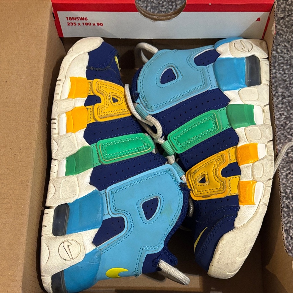 Nike Kids Colorblock Sneakers in Blue, Green & Yellow